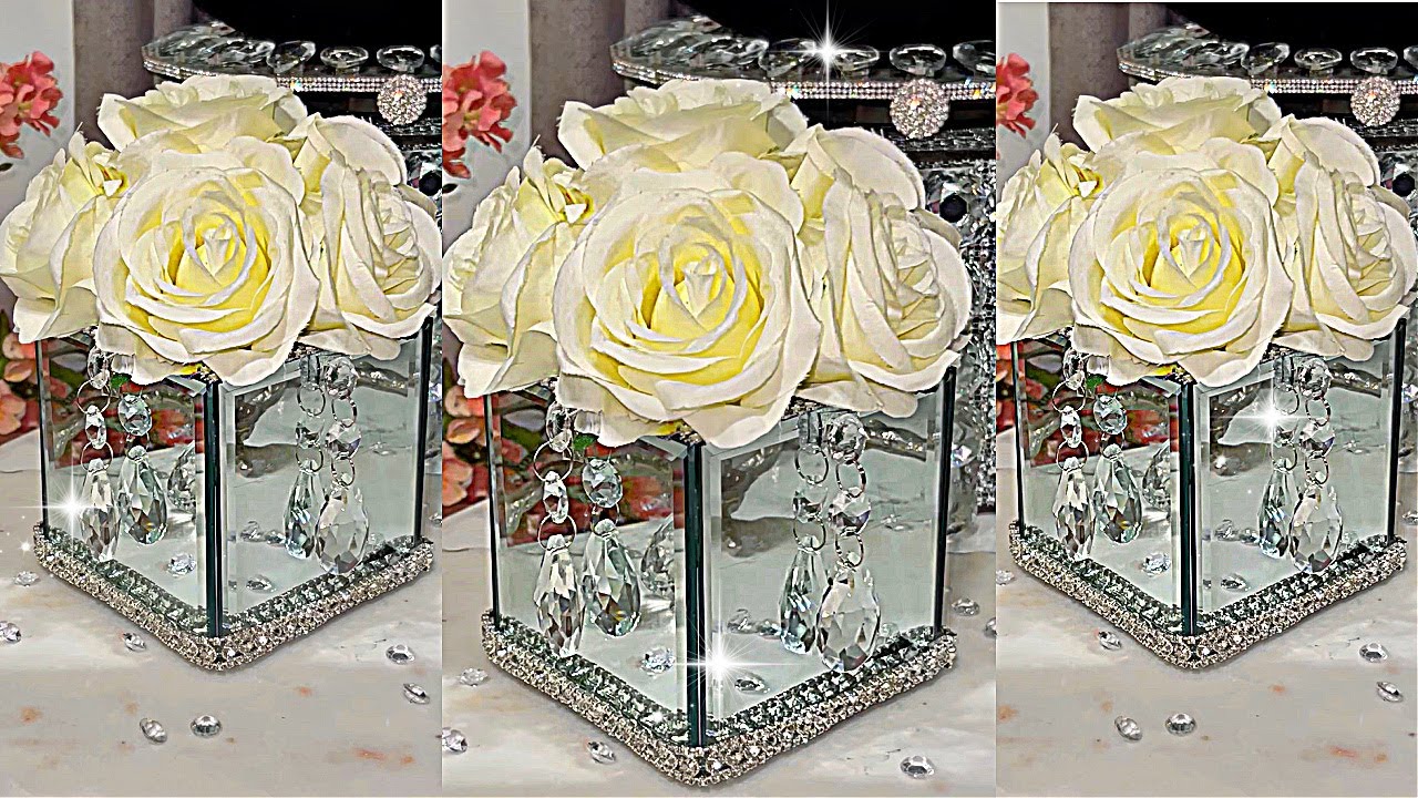 DIY ROOM DECOR DIY CRYSTAL MIRROR FLOWER VASE HOME DECORATING IDEAS DIY