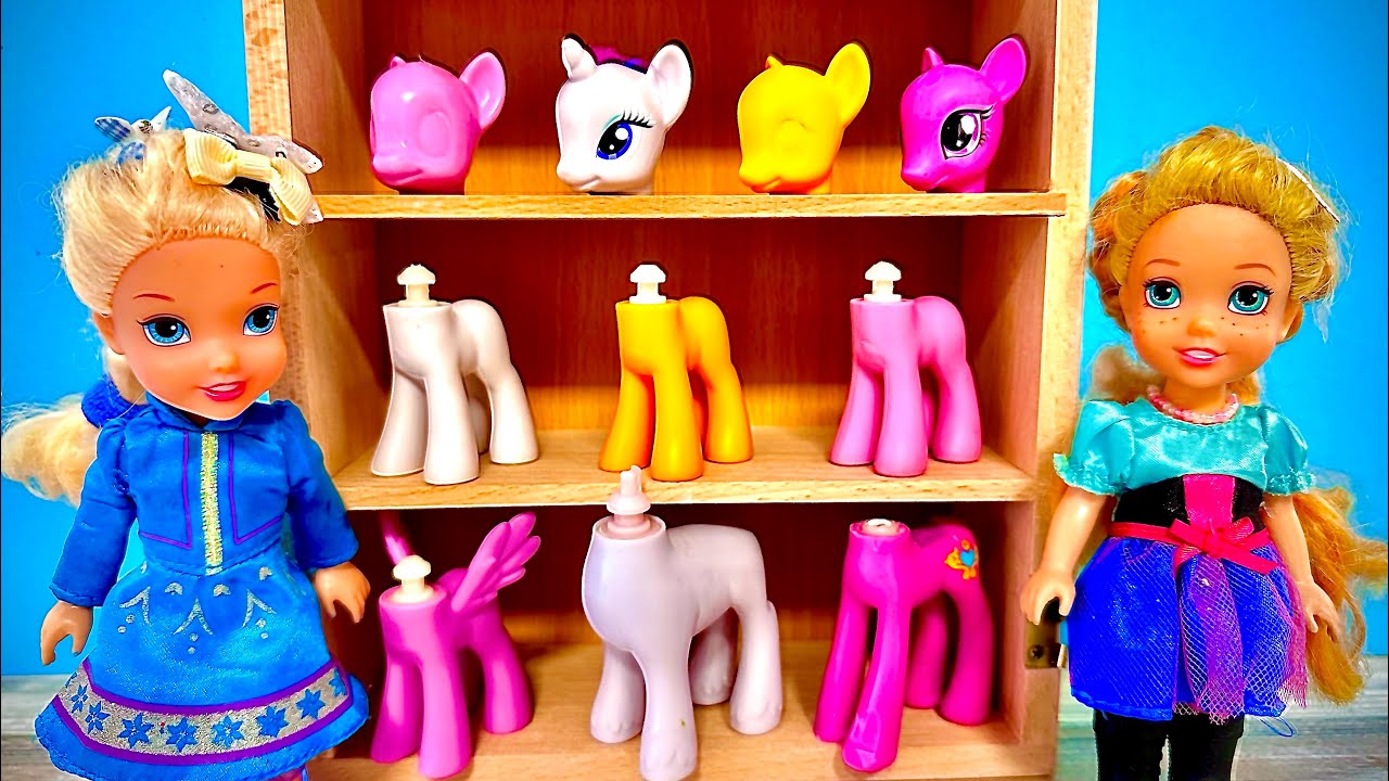 Elsa and Anna toddlers customize a pony