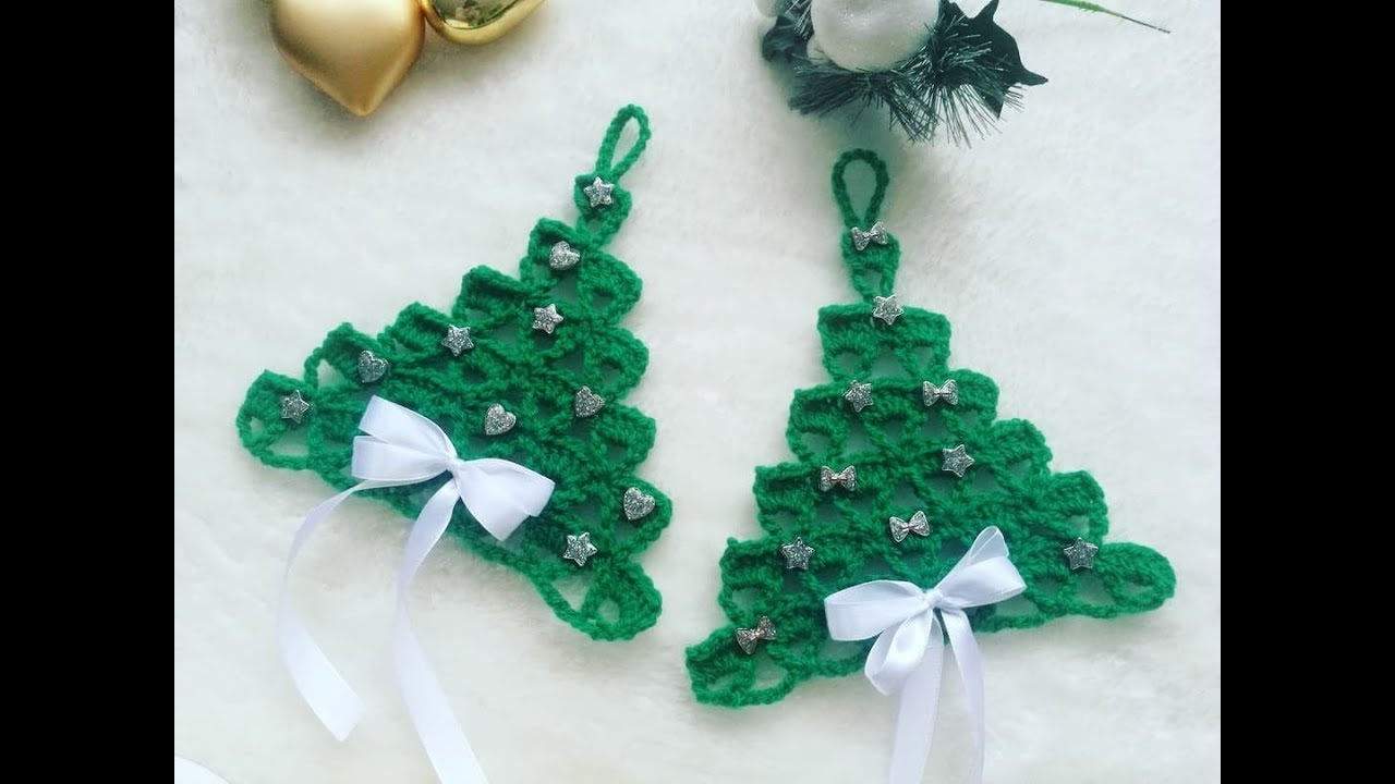 Choinka na szydełku - Crochet Christmas tree, ornaments for window.