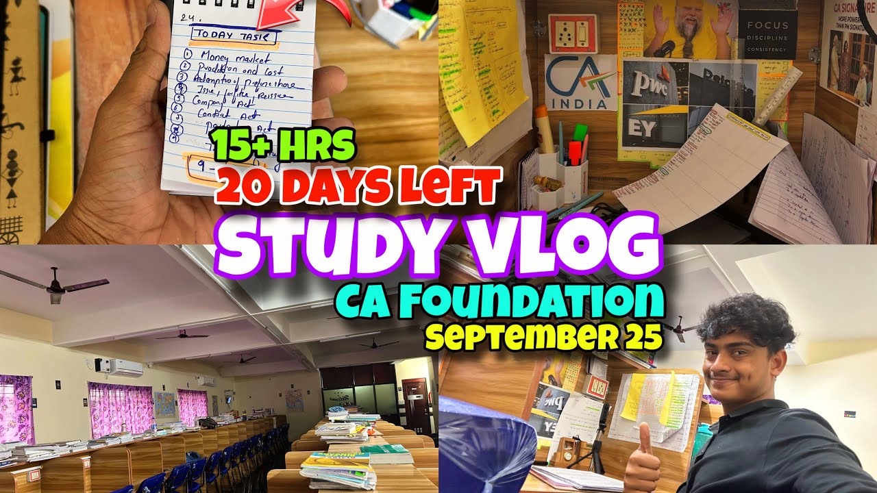 ✅20-Days Left for CA Foundation – My Full Preparation Plan 📅”/ca Foundation vlog /ca foundation/