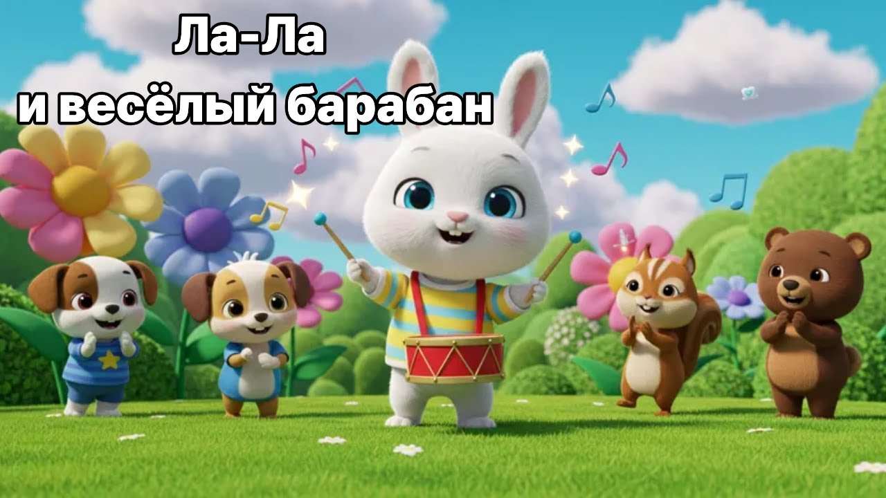 Зайка Ла-Ла и весёлый барабан Детская песня для малышей #мультик #детская #песня #для #веселыекоты