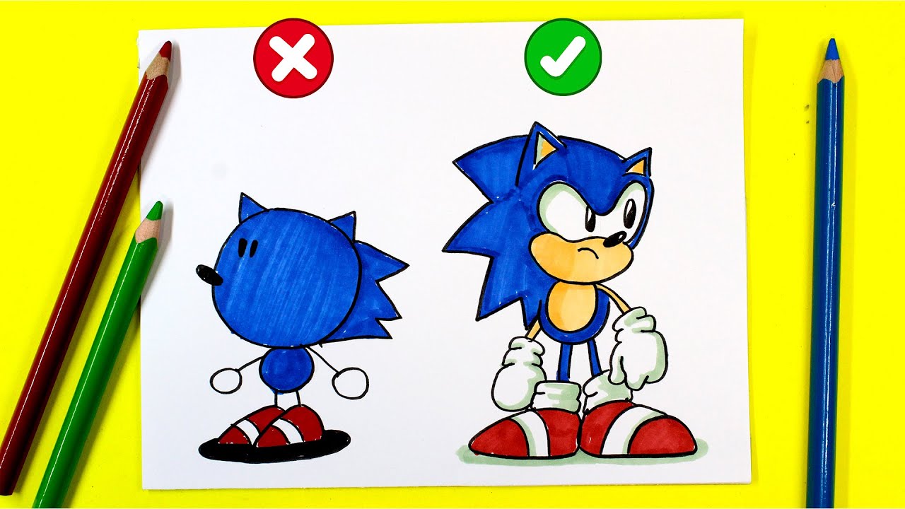 🔴 Coloring and Drawing SONIC  CHARACTER  👉  How to Draw SONIC ⭐