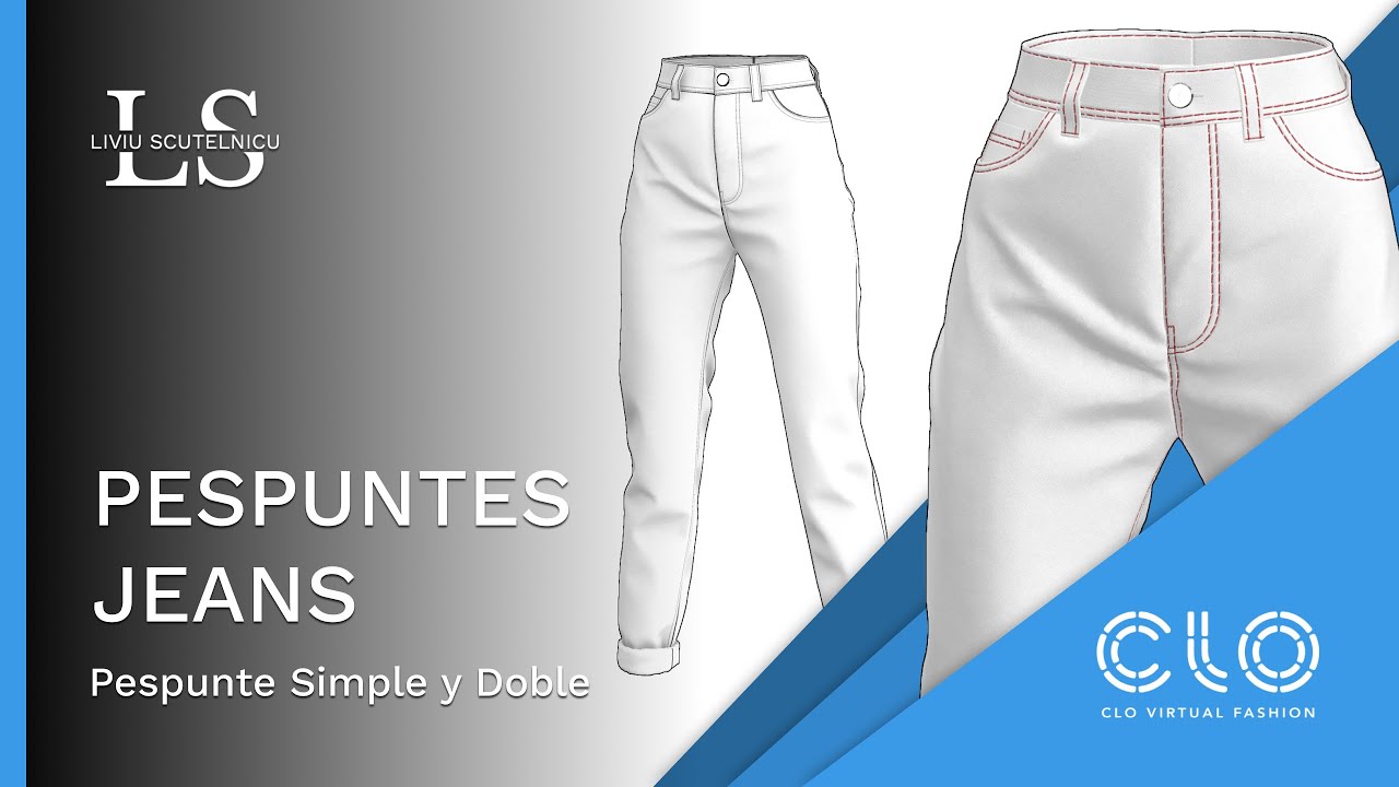 Pespuntes en Clo3D 🧵🪡 Pespunte simple y Pespunte Doble en vaquero (jeans)