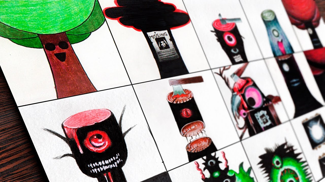 Drawing TREE 1-16 phases  [Incredibox Sprunki]