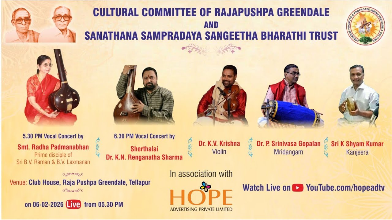 Cultural committee of Rajapushpa Greendale & SSS Bharathi trust Present 