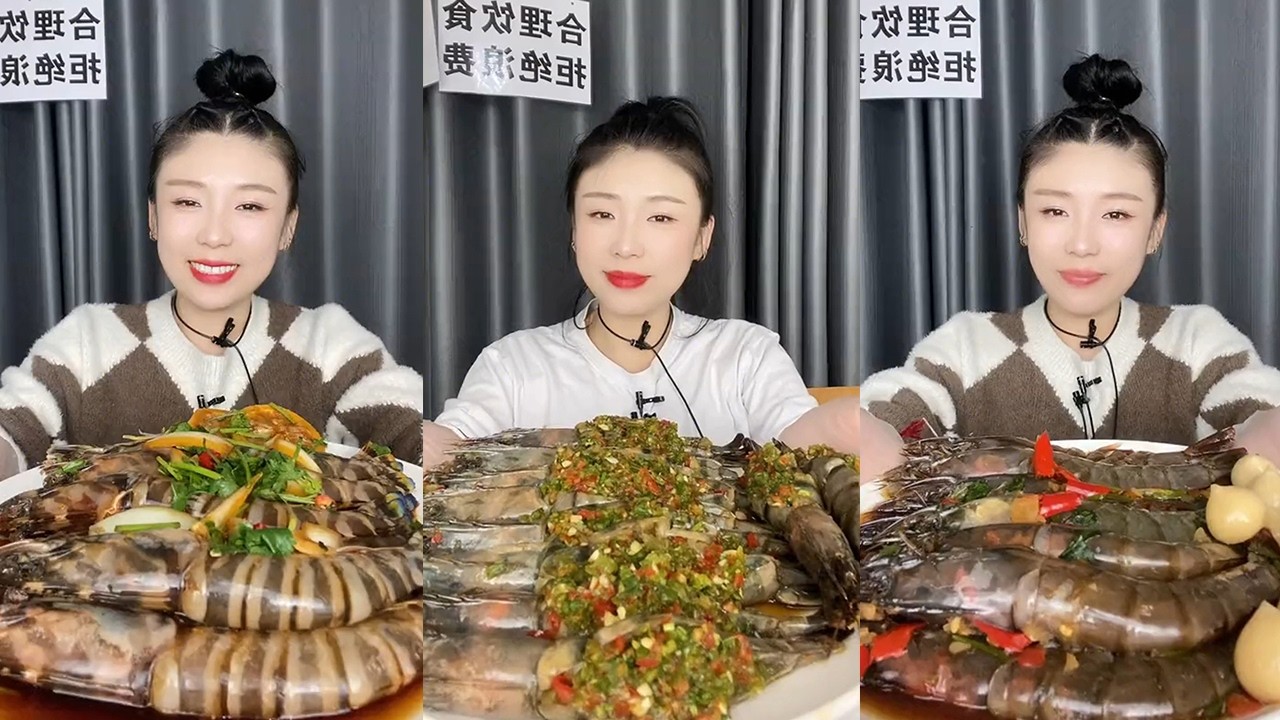 【MUKBANG】Giant tiger prawn + stuffed black tiger prawn + Thai shrimp🦐🌶🍋🧄#Seafood#ASMR#yummy