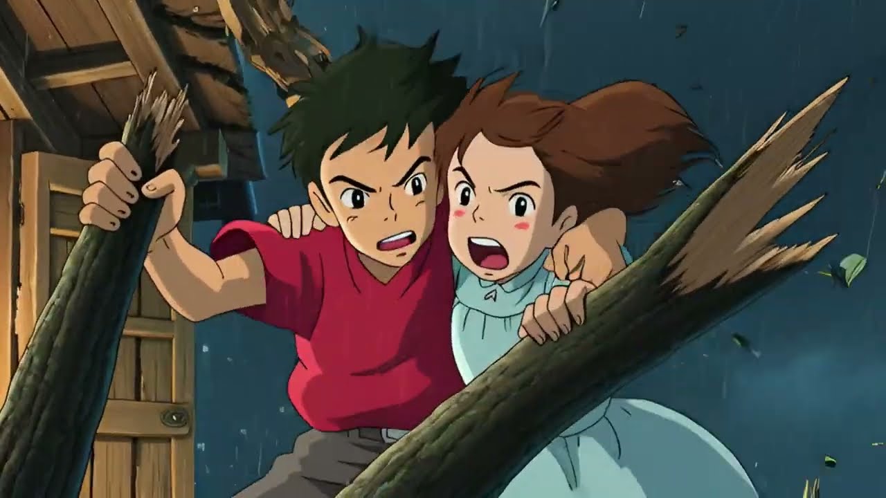 A husband and wife walk together and get lost in the woods,  | Ghibli Style