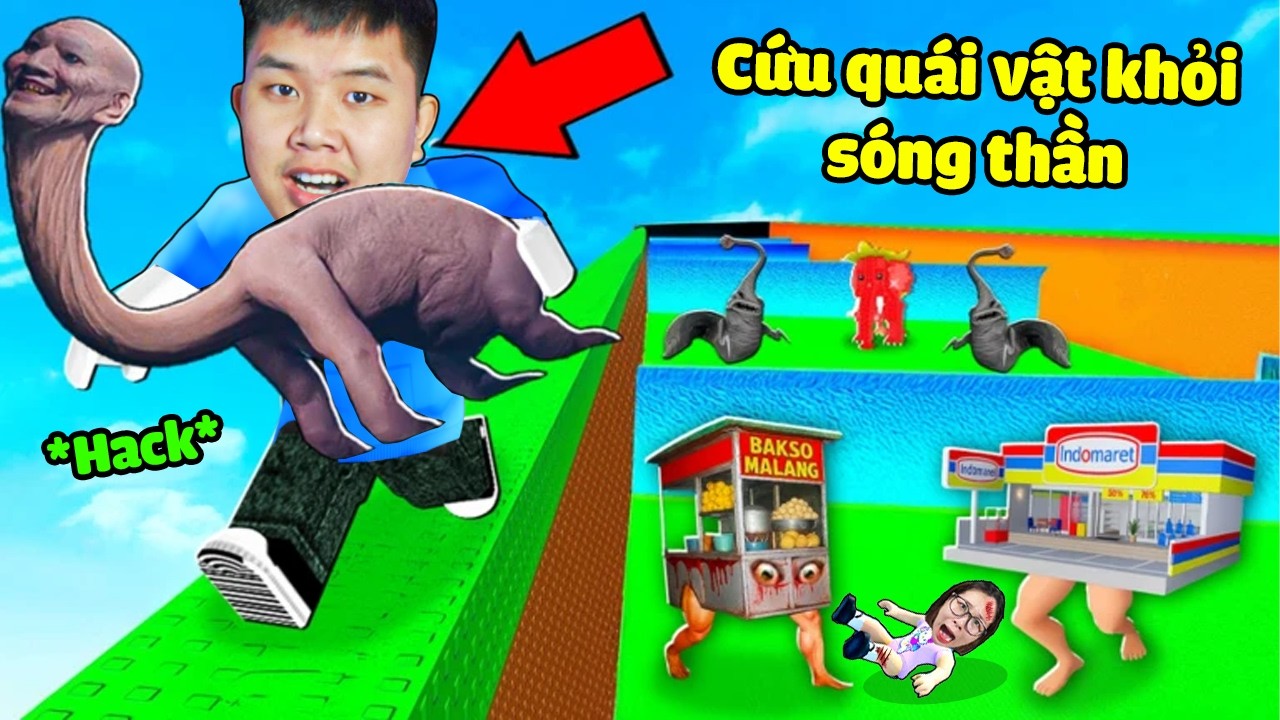 Cứu quái vật Khủng Long Đầu Người, Xe Ô tô Quỷ Ám khỏi sóng thần cùng bqThanh và Ốc