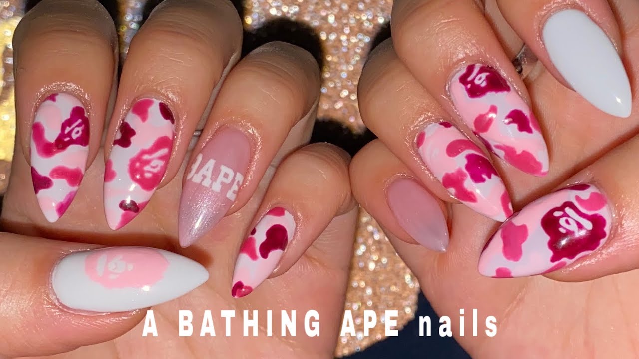 (ENG)A BATHING APE (BAPE) ...귀엽고 힙한 베이프네일 💕백색소음asmr/셀프네일 /손톱모양잡는법/네일맛집