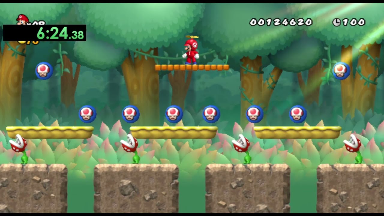 A NSMBW speedrun by a guy whos never spedrun before