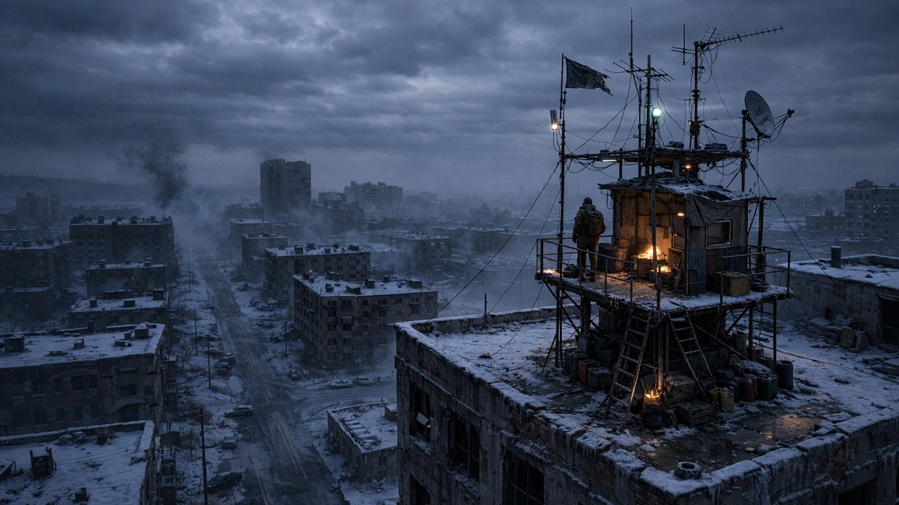 Watchtower Outpost – Post-Apocalyptic Snow, Wind & Campfire Ambient for Sleep | Silent Afterfall