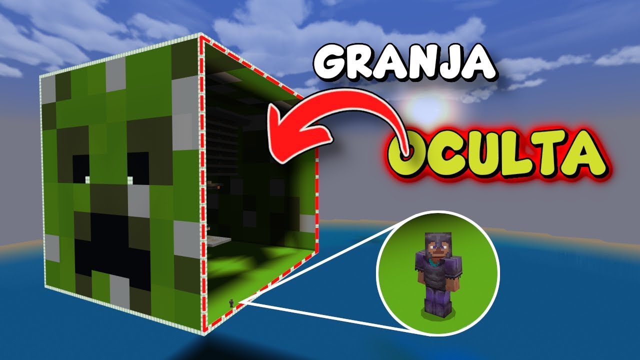 Así construí una CABEZA DE CREEPER GIGANTE con una GRANJA OCULTA en minecraft survival.