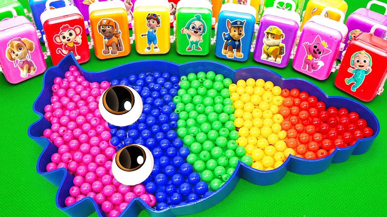 Satisfying ASMR | How to make Rainbow Beads Bathtub by Mixing Paw Patrol Slime CLAY Eggs
