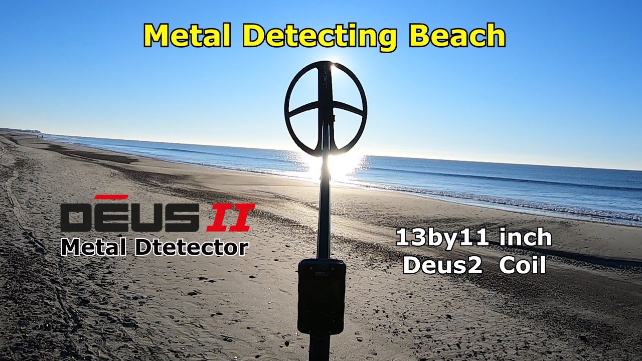 Metal Detecting Beach with 13 by 11 Deus 2 coil