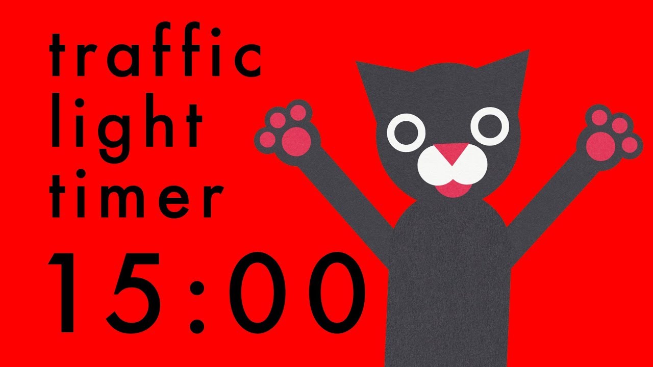 🐾 Colourful Cat Timer | 15-Minute Traffic Light Countdown