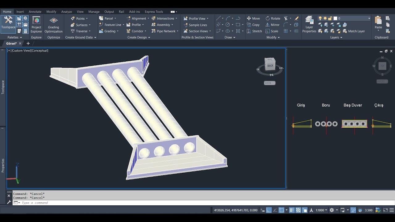 Autocad Civil 3D - Pipe Culvert - Boru (Büz) Menfez