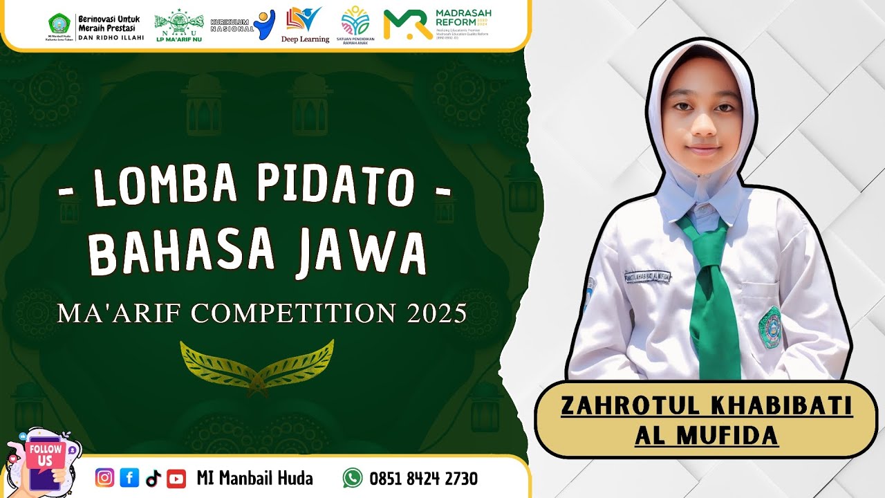PIDATO BAHASA JAWA MI MANBAIL HUDA KALIUNTU-JENU-TUBAN | MA'ARIF COMPETITION 2025