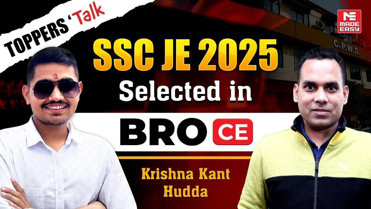 SSC JE 2025 Topper Interview | Krishna Kant Hudda (BRO) | MADE EASY Success Story