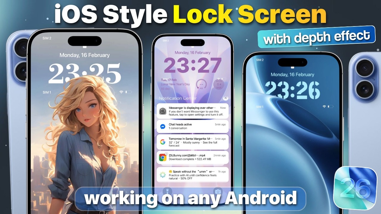 iOS 26 Lock Screen with working Depth Effect on Android