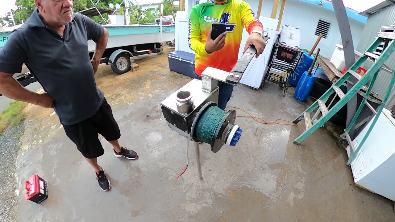 El resultado Última parte. De la máquina de  Pesca casera.  Mira la fuerza que tiene.