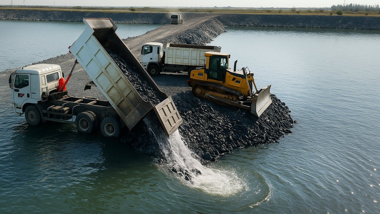 Professional Bulldozing &ndash; SHANTUI DH17 Working with SHACMAN Trucks