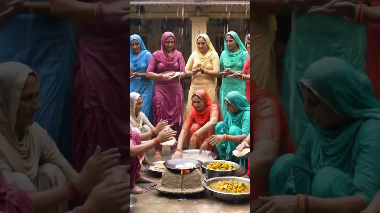 Rajasthani Women Cooking in Village Rain | Traditional Food Making in Monsoon #shorts #rain #cook