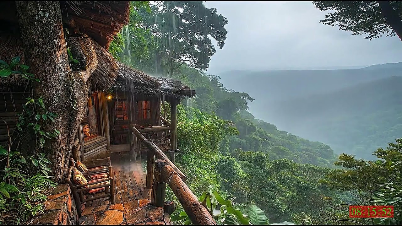 Relaxing Night Rain with Soft Piano for Sleeping Peacefully