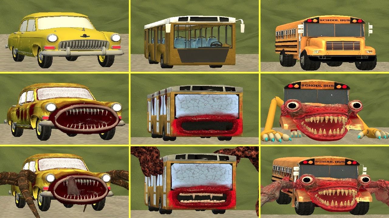 New Monster Battle: CAR EATER, BUS EATER, SCHOOL BUS EATER, MEGAHORN, HOUSE HEAD, CHOO CHARLES(GMOD)