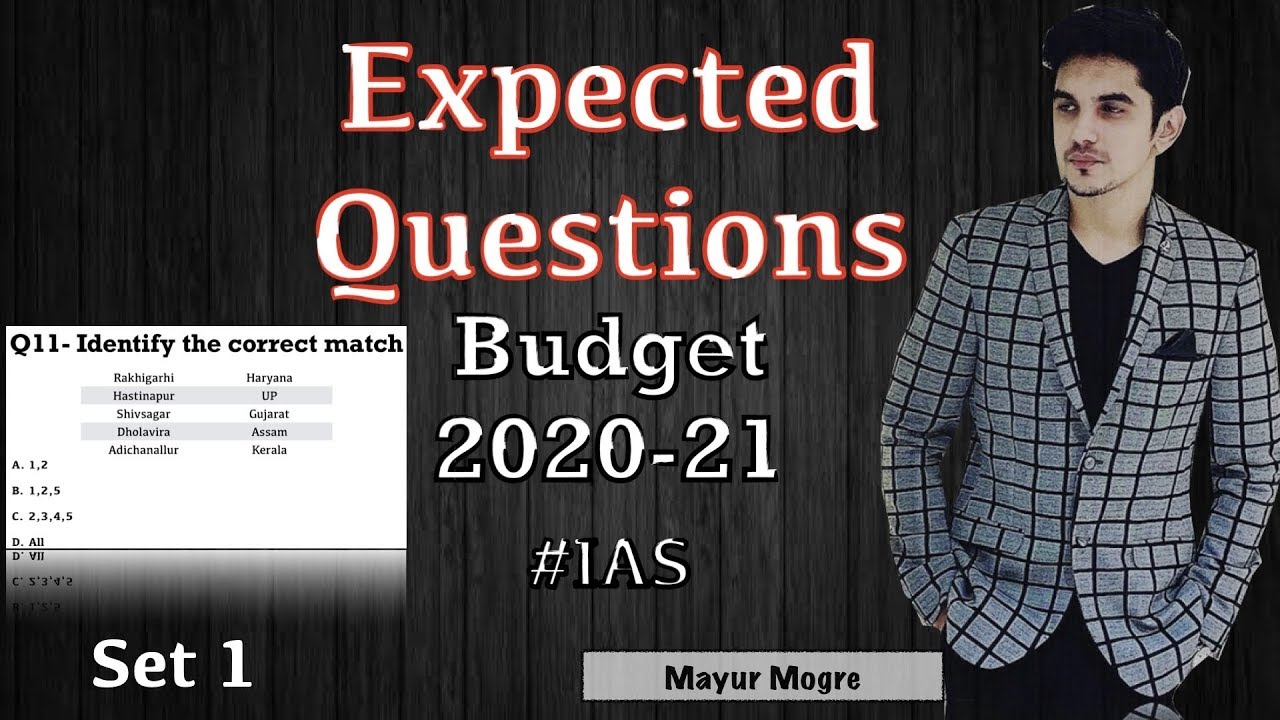 Expected Questions on Union Budget 2020-21 for UPSC, IAS, State PCS by Mayur Mogre
