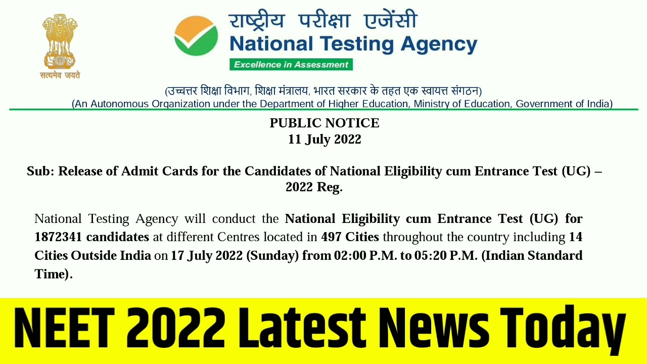 NEET 2022 Latest News Today | NEET 2022 Postponed Latest News Today UG |  NEET Postponed 2022 News