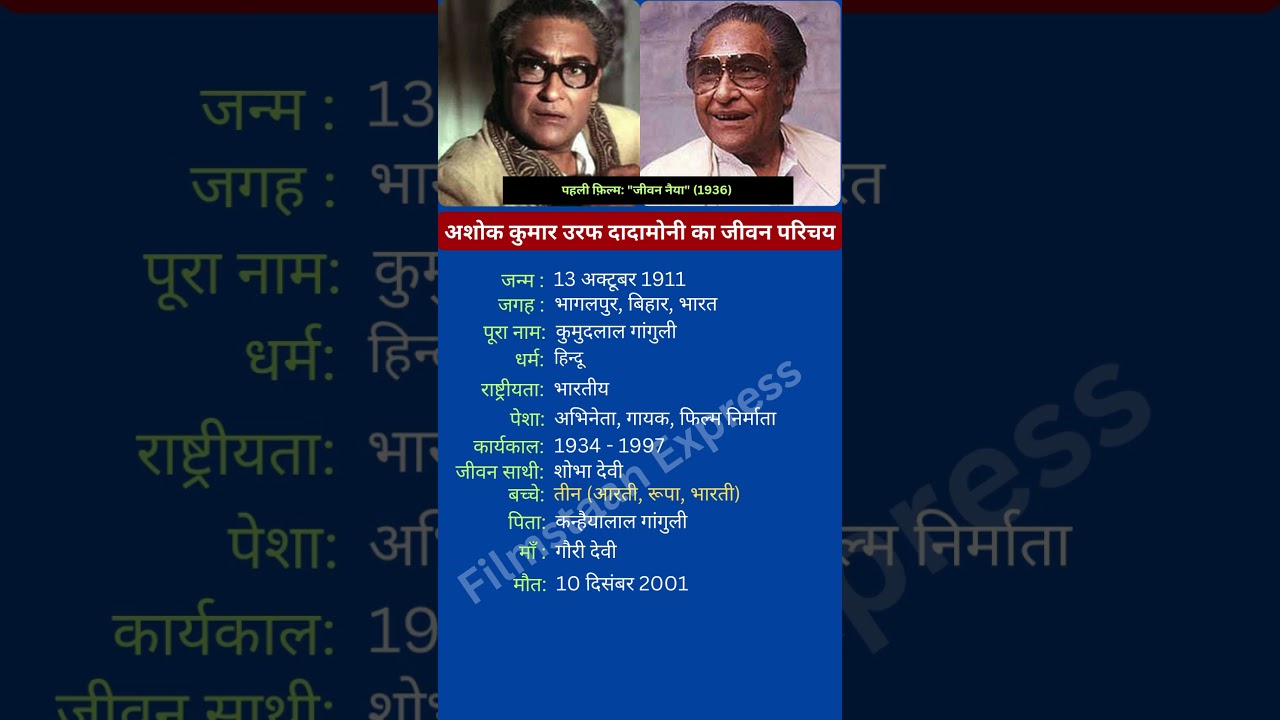 अशोक कुमार उरफ दादामोनी का जीवन परिचय #ashokkumar