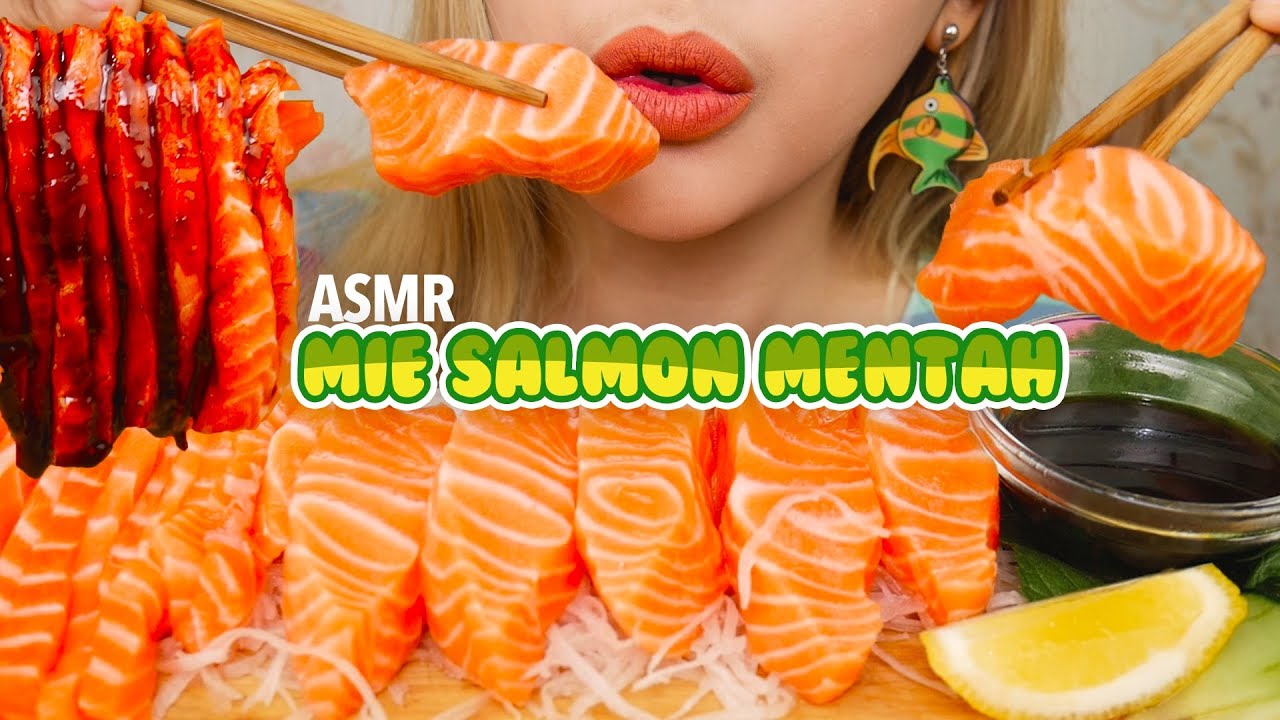 ASMR MIE SALMON MENTAH SAUS SAMYANG (Whispering) | ASMR Indonesia