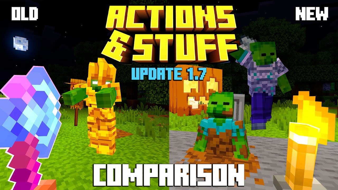 ACTIONS & STUFF 1.7 (NEW) UPDATE COMPARISON in Minecraft Bedrock (halloween)