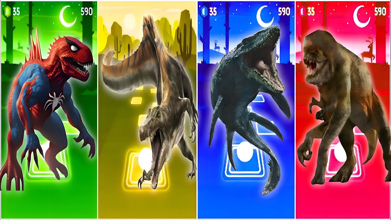Dinosaurs Spider- Man  vs Jurassic World Dinosaurs vs Mosasaurus vs Jurassic World Rebirth | Battle