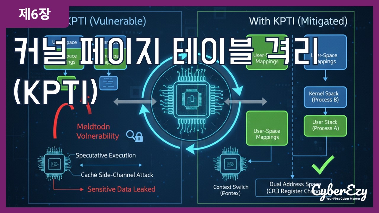 (사이버보안 강좌) 제6장. 커널 페이지 테이블 격리(KPTI) - 현대 운영체제의 커널 및 유저 영역 격리 고급 메커니즘