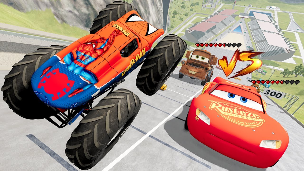 Monster Truck Crash Battle - Lightning McQueen VS Mater | BeamNG Drive