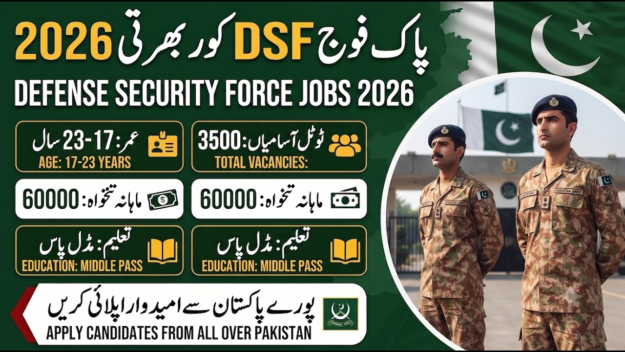 DSF Pak Army Jobs 2026 | Pak Army DSF Core Jobs 2026
