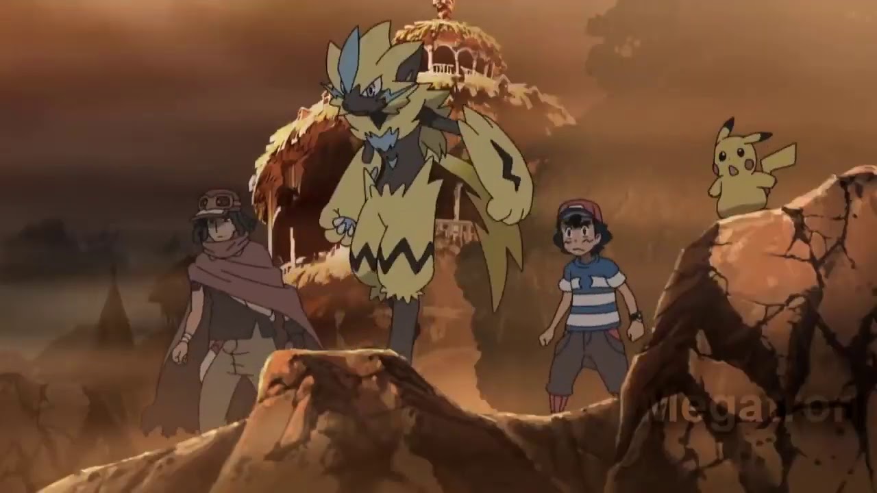 Anime #62 - Shiny Tapu koko & Zeraora & Ash's Pikachu vs Guzzlord (AMV) - Departure