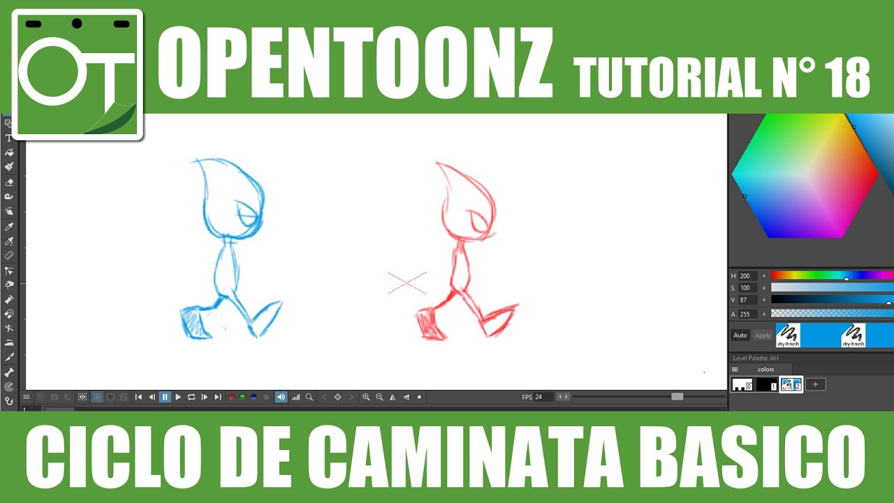 VIDEOTUTORIAL OPENTOONZ 18 - CICLO DE CAMINATA BASICO