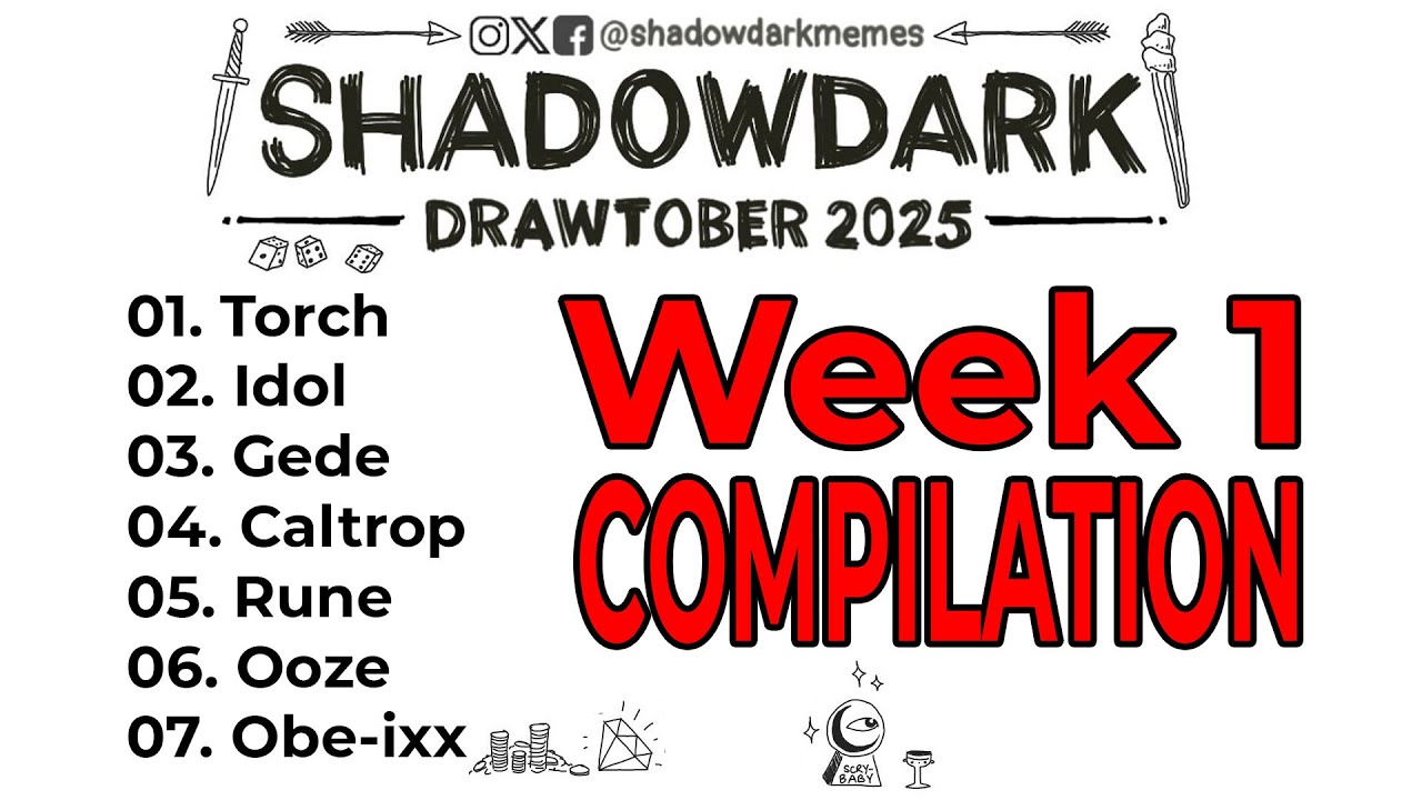 Drawtober 2025 | Week 1 compilation | ShadowDark Map Making