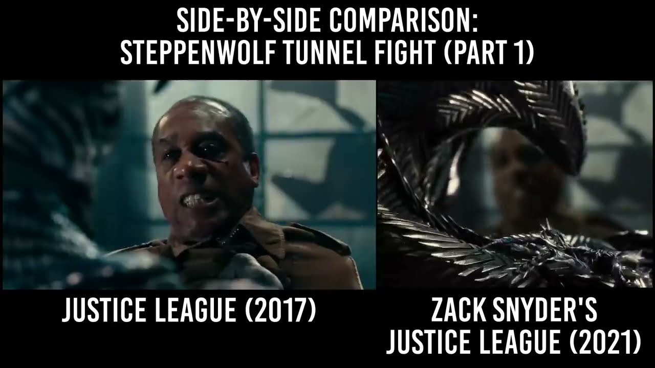 Justice League 2017 vs 2021 Comparison  Steppenwolf Tunnel Fight