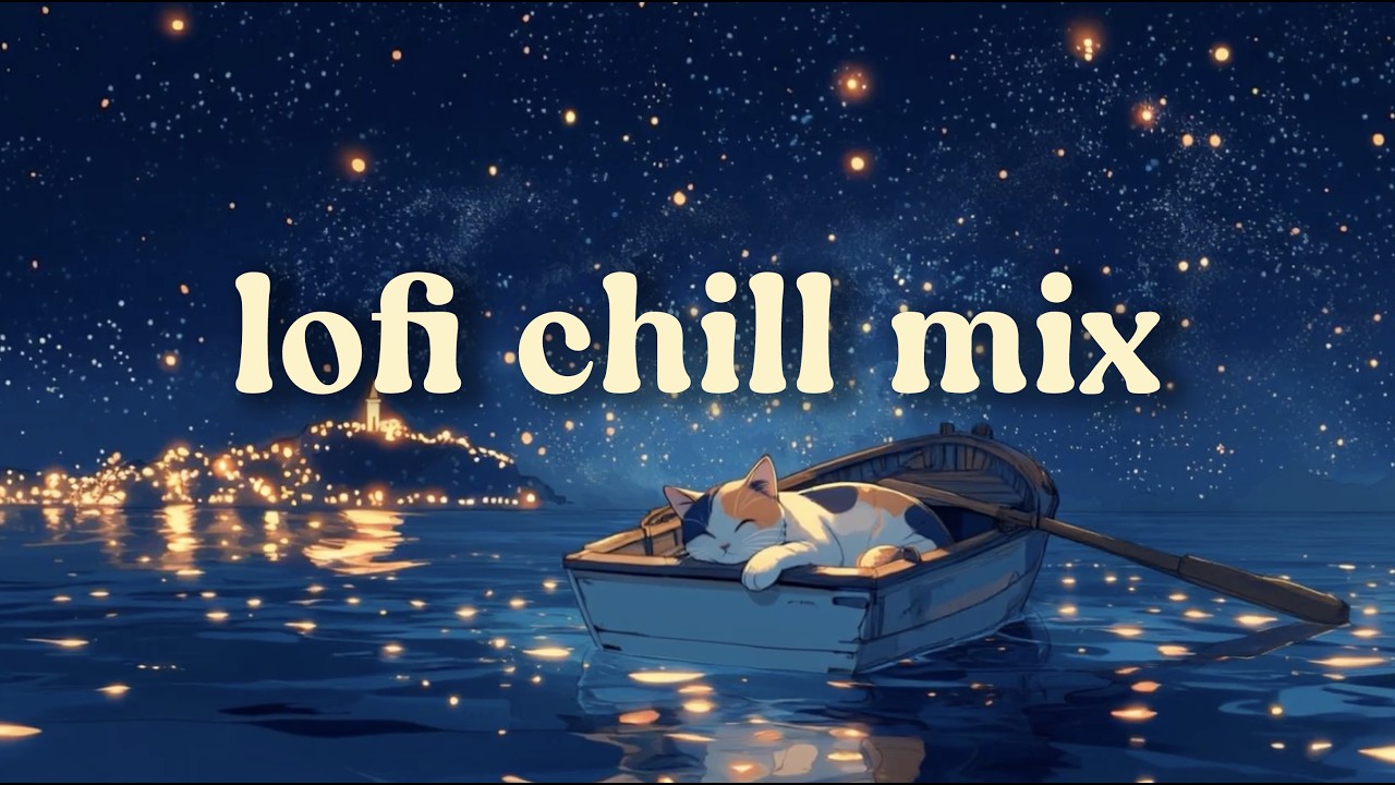 deep sleep 🌙 midnight lofi by the sea [3 hours] - relaxing cat ASMR