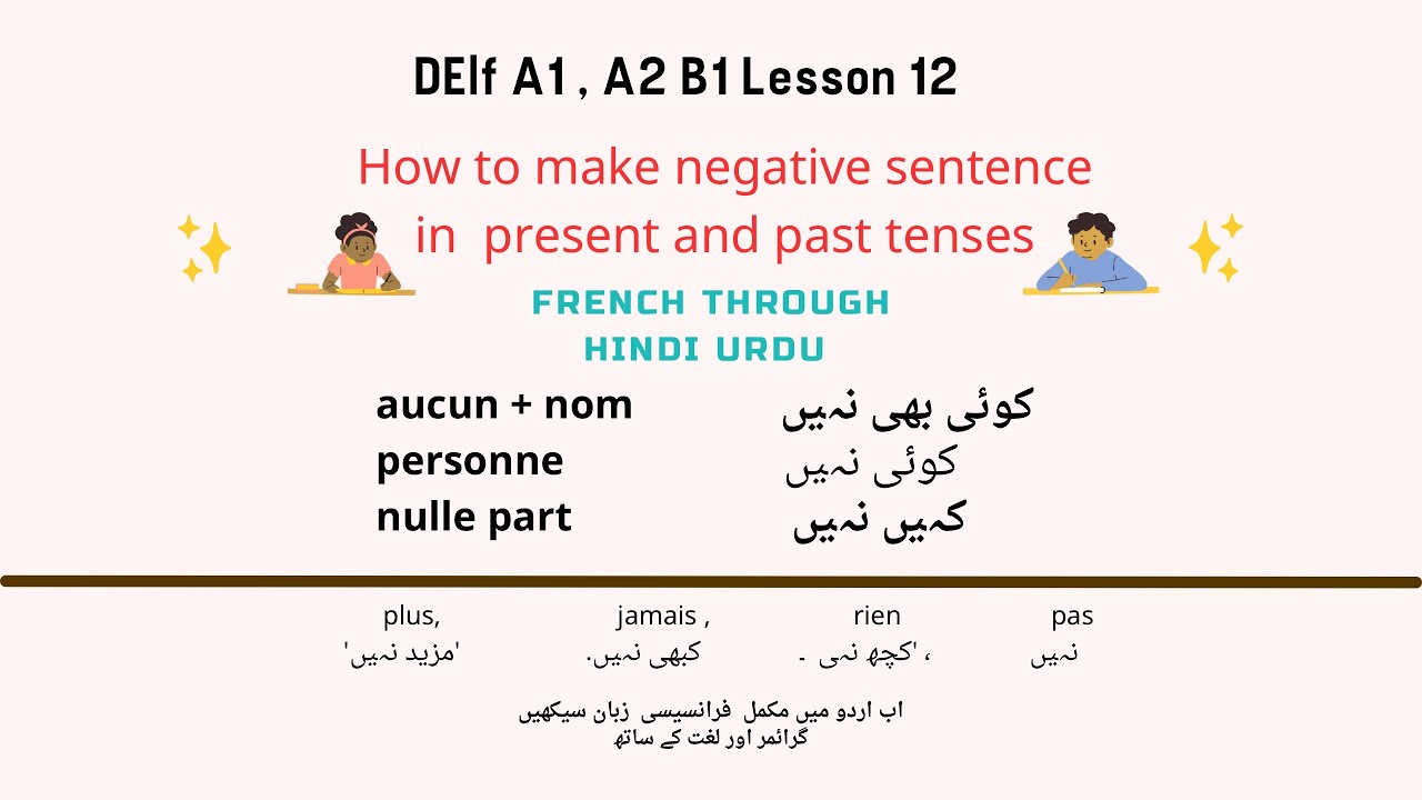 Delf A1 A2 B1, Lesson 12 How to make negitive sentence in french