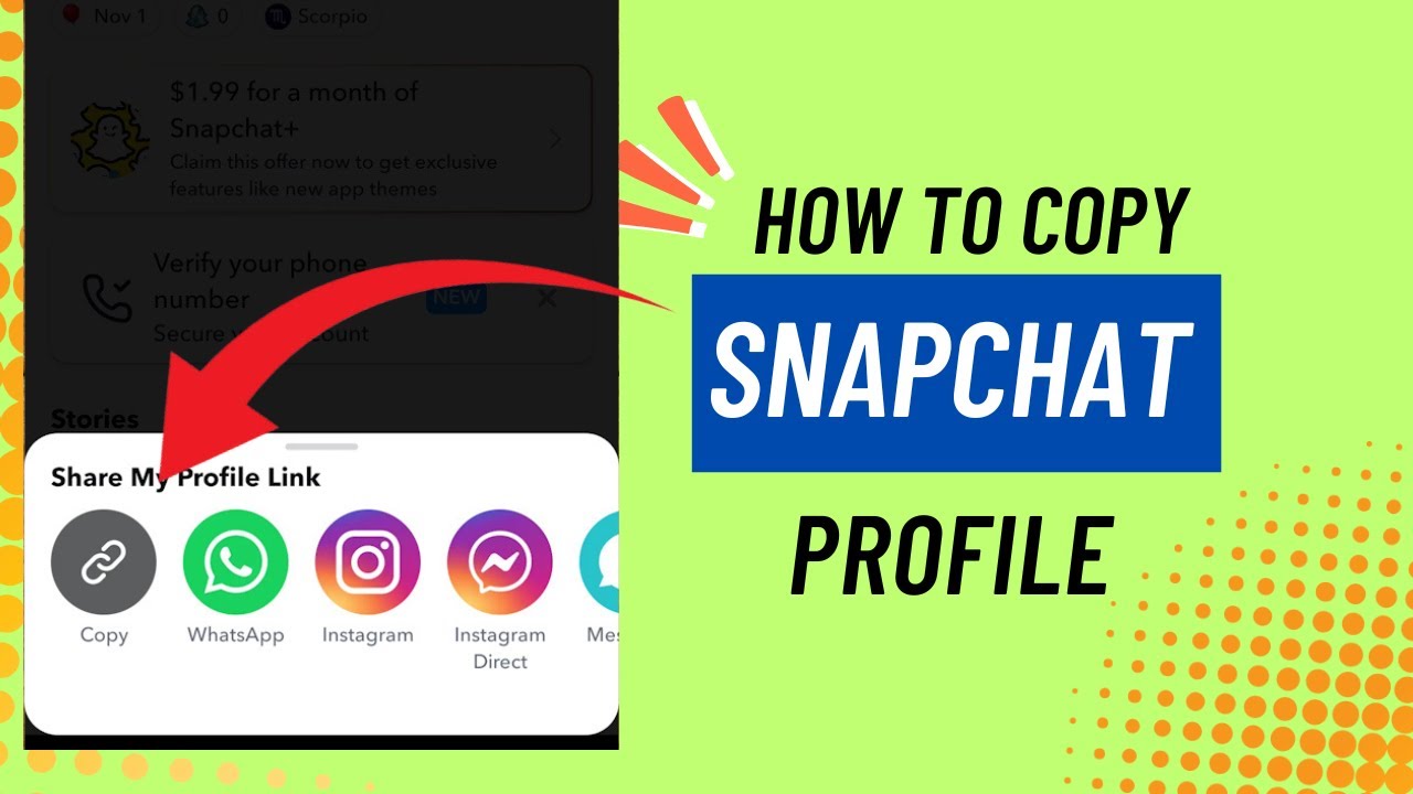 how to copy snapchat profile link
