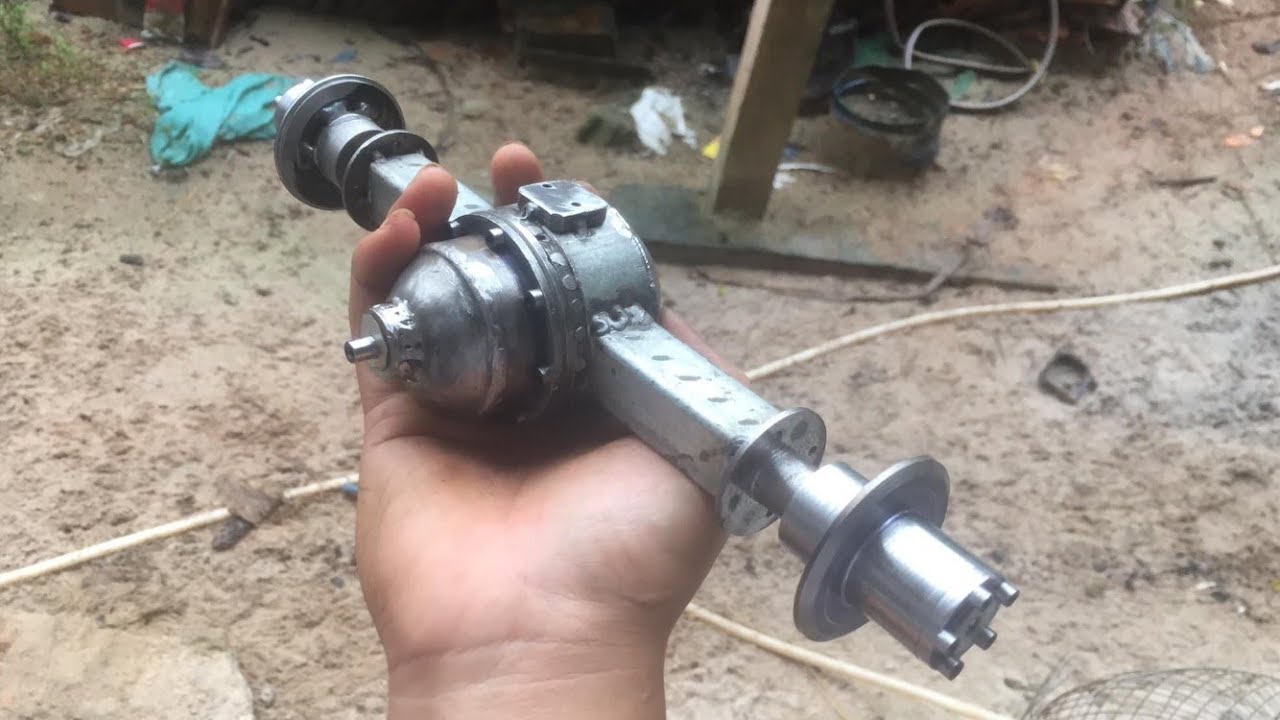 Tự chế Cầu xe điều khiển RC từ sắt mạ kẽm và nhông máy mài.DIY rear axle rc truckair break