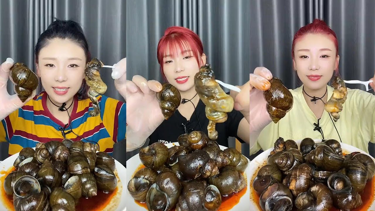 【XueYan Mukbang】Spicy stir fried snails🐚🌶#Seafood#asmr#yummy