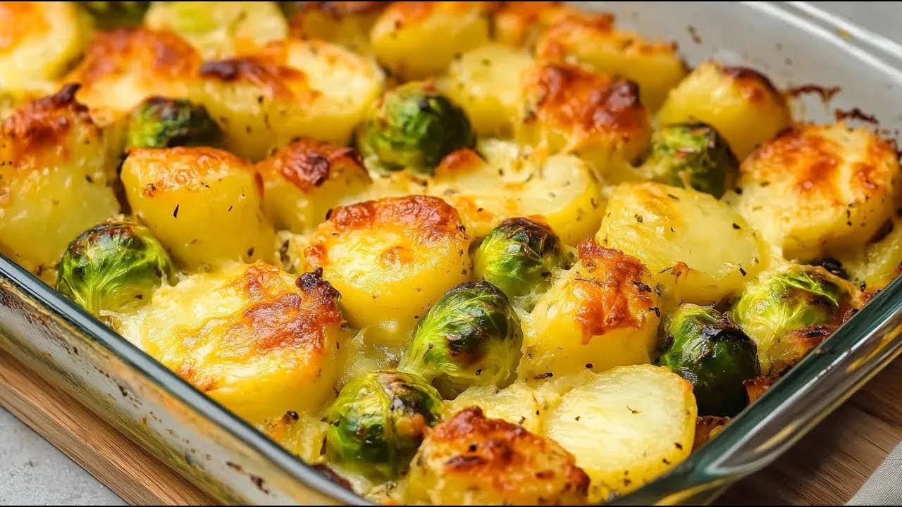 Der Rosenkohl Auflauf ist so lecker, dass ich den jeden Tag mache! Rosenkohl Gratin mit Kartoffeln