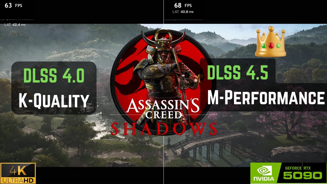 DLSS 4.5 Performance beats K-Quality in Assassin's Creed Shadows? 4K Ultra Quality Test on RTX 5090