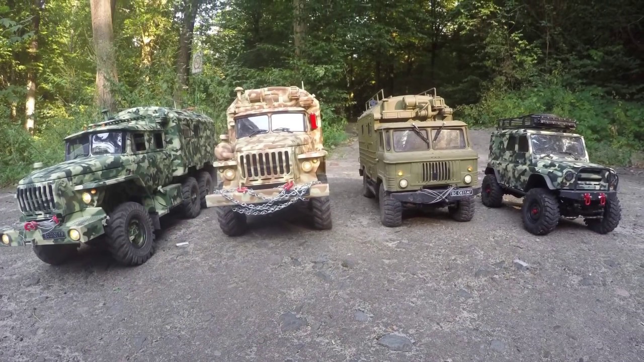 RC Models: Ural 4320, Ural 55571 , Gaz-66, Uaz-469 first test in the forest