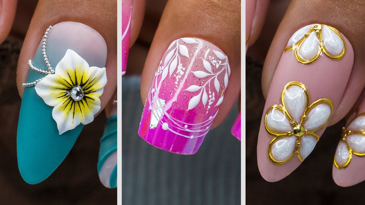4 New Nail Art Ideas | How To 3D Flowers Nail Art Tutorial